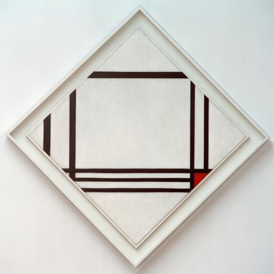 Bild Nr. III, Rautenkomposition mit acht Linien und Rot von Piet Mondrian